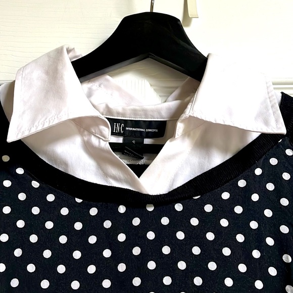 Great top for office - fake layer black & white INC top size S - Picture 3 of 4